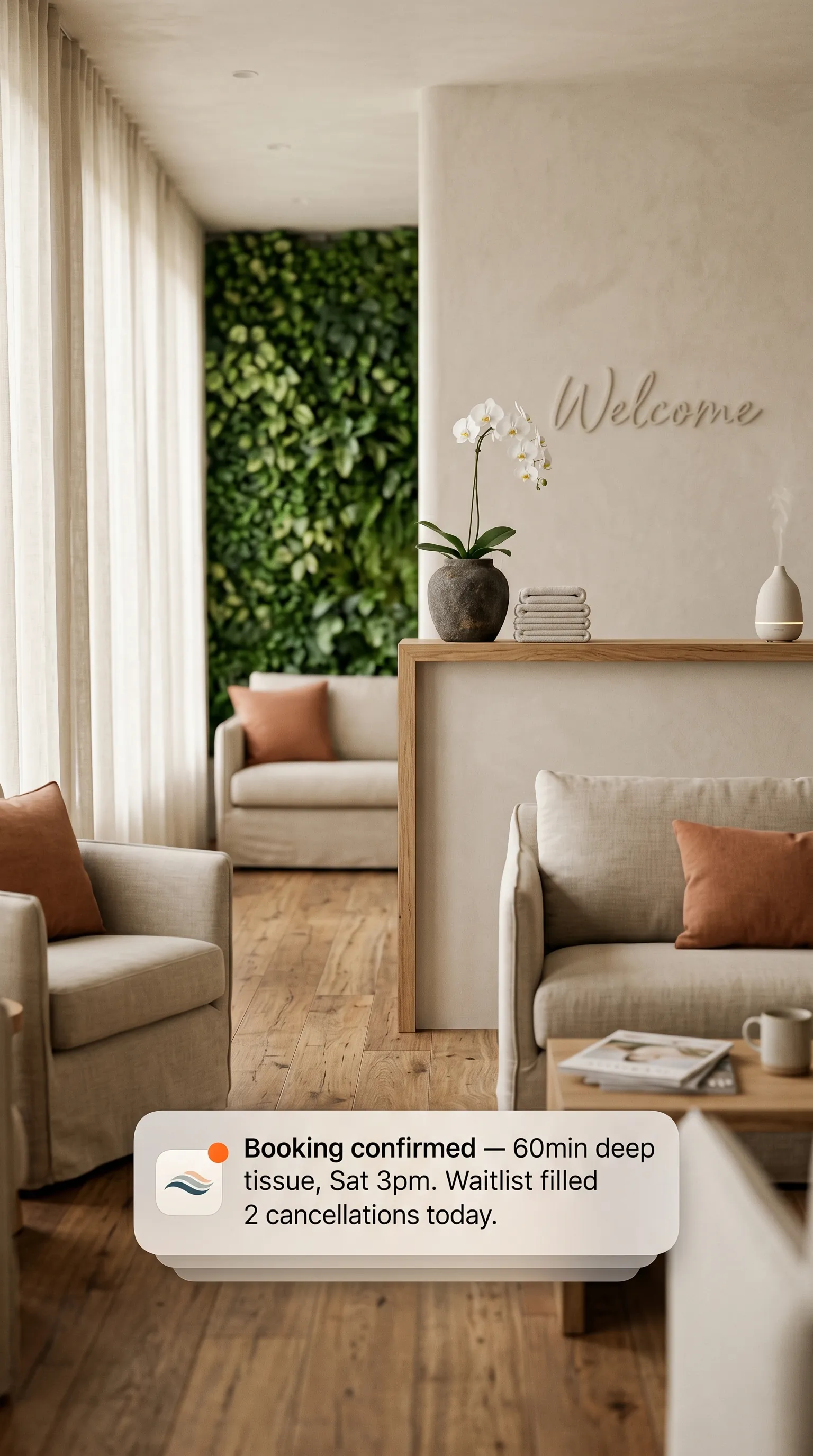 Wellness spa reception area